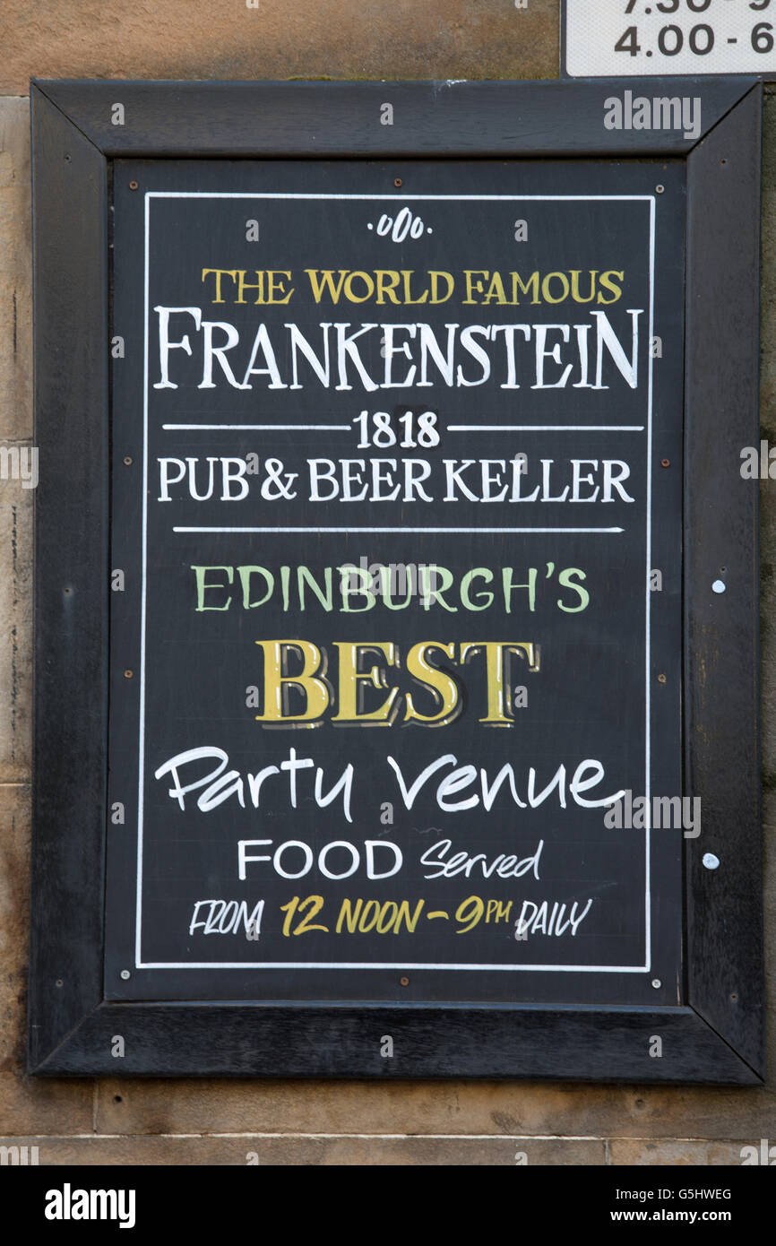 Frankenstein Pub Sign, Edinburgh, Scotland Stock Photo Alamy