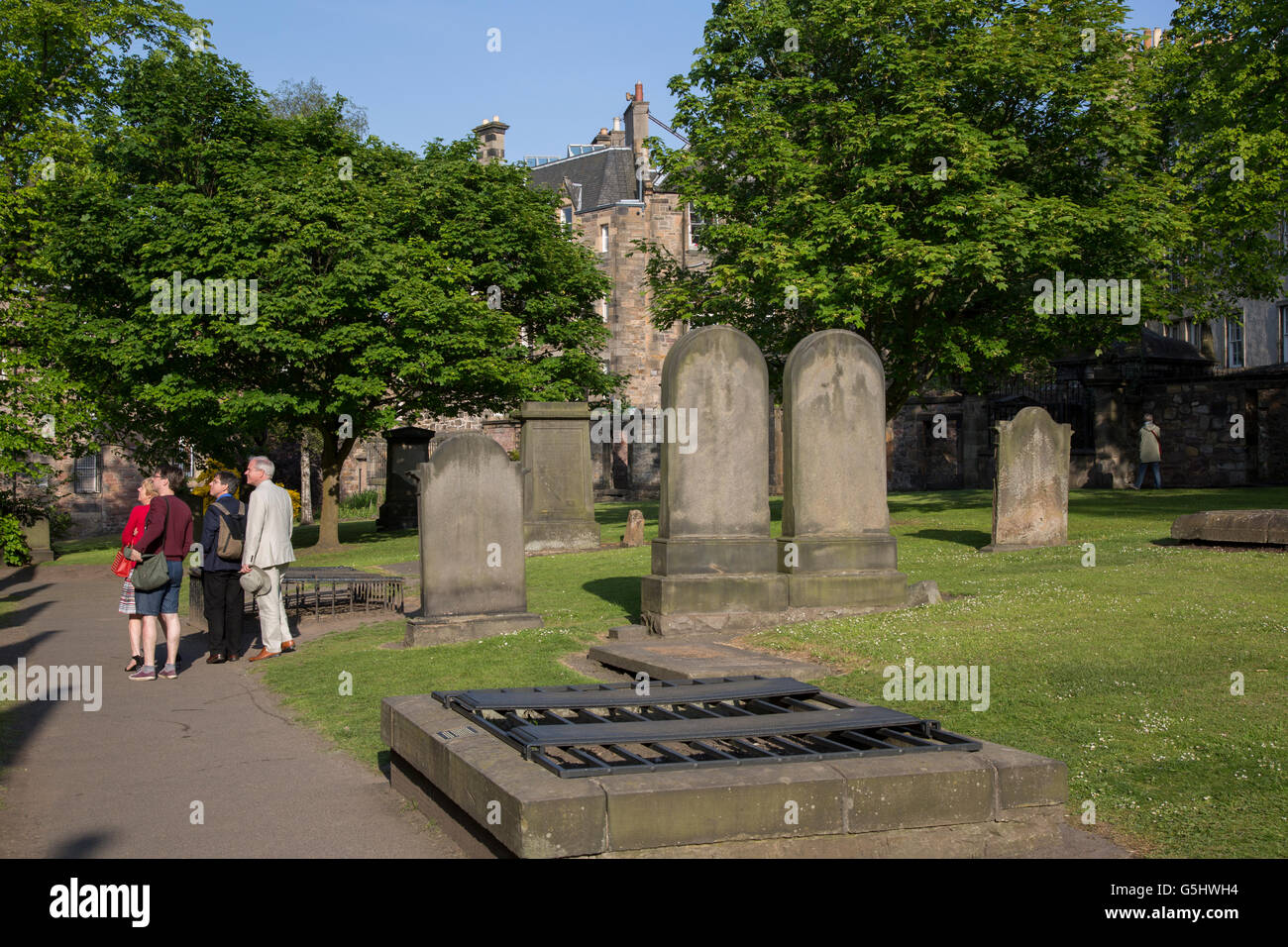 Gravestone at Greyfriars Tolbooth and Highland Kirk - Church, Edinburgh, Scotland Stock Photo