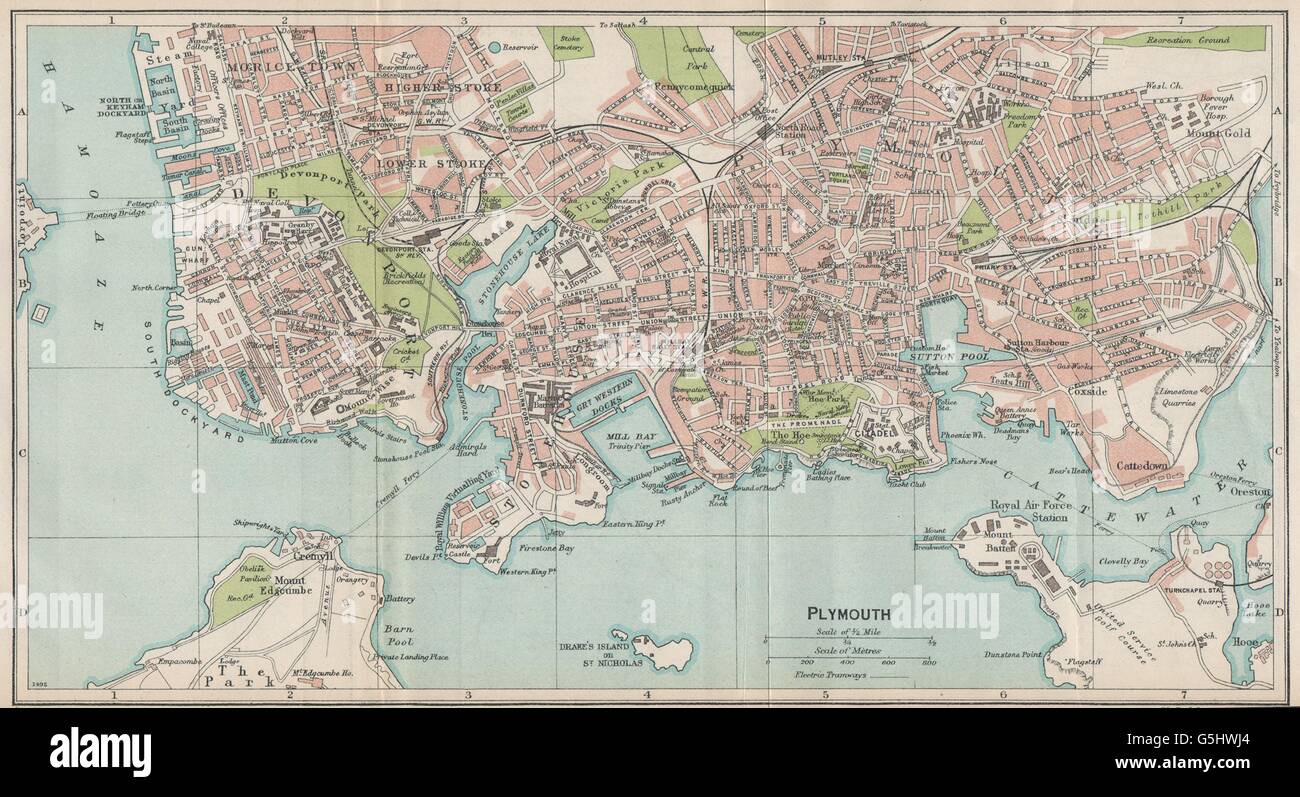 Stonehouse Map PLYMOUTH. Vintage town map plan. Devonport Stonehouse Morice Town Stoke ...