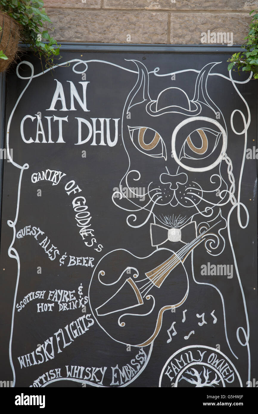 An Cait Dhu Pub and Bar Sign; Rose Street; Edinburgh; Scotland Stock Photo