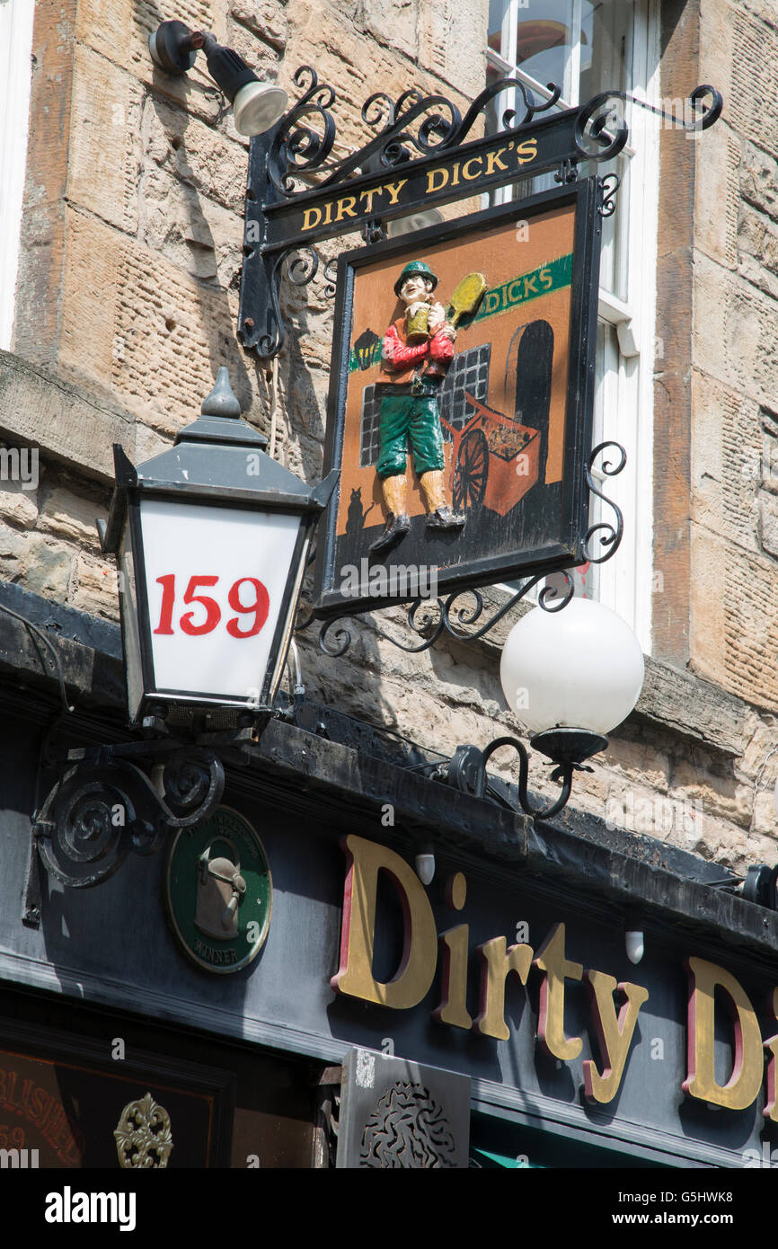 Dirty Dick's Pub Sign; Rose Street; Edinburgh; Scotland Stock Photo