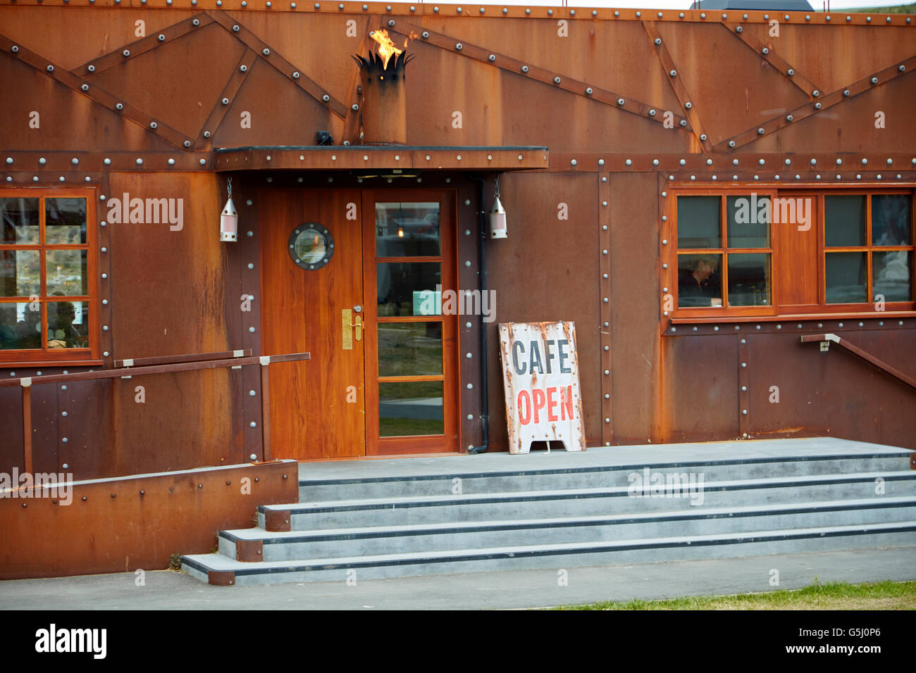 The Galley Cafe, by Oamaru Harbour, Oamaru, North Otago, South Island, New Zealand Stock Photo