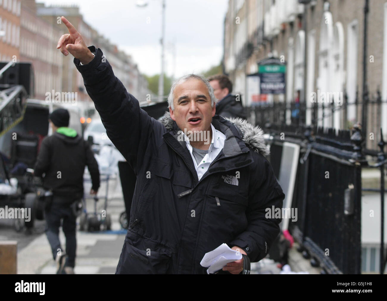 Director Stephen Brown pictured during a break from filming of 'The Sea' starring Ciaran Hinds and Sinead Cusack on Mount street Dublin today. Stock Photo