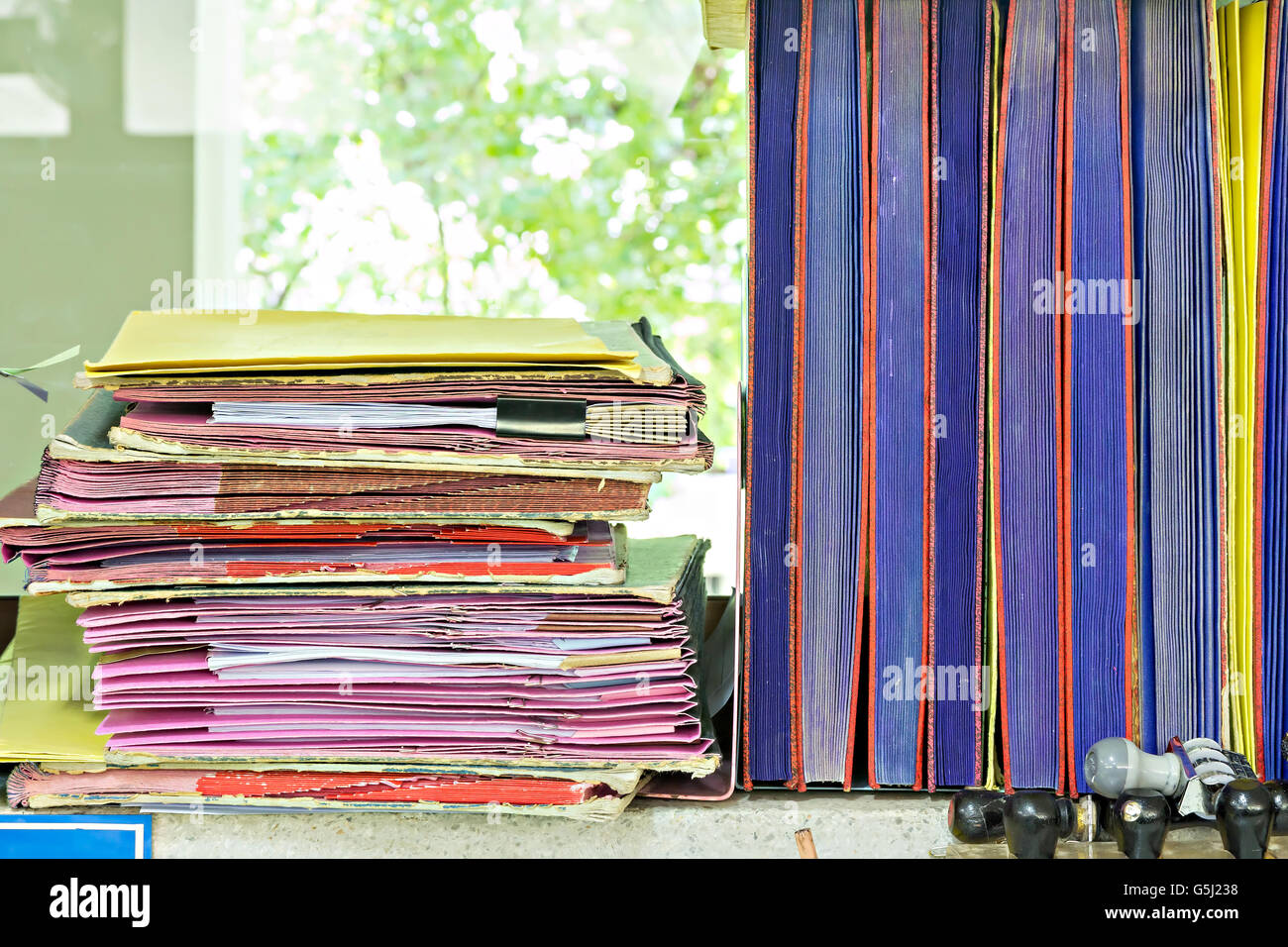a lot of stack document folder hard work Stock Photo - Alamy