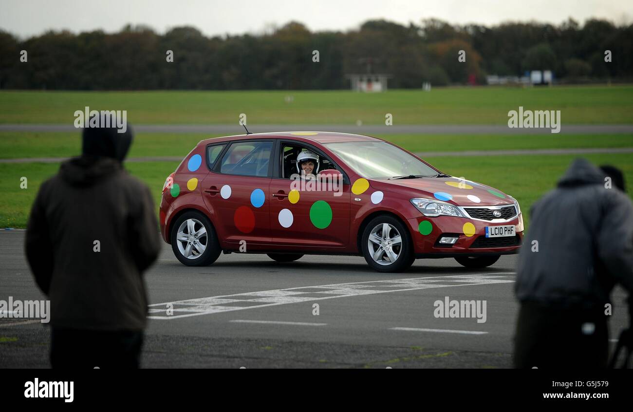 BBC Newsreader Fiona Bruce takes to the track during a BBC Children in Need edition of Top Gear's 'Star in a reasonably priced car'. Stock Photo