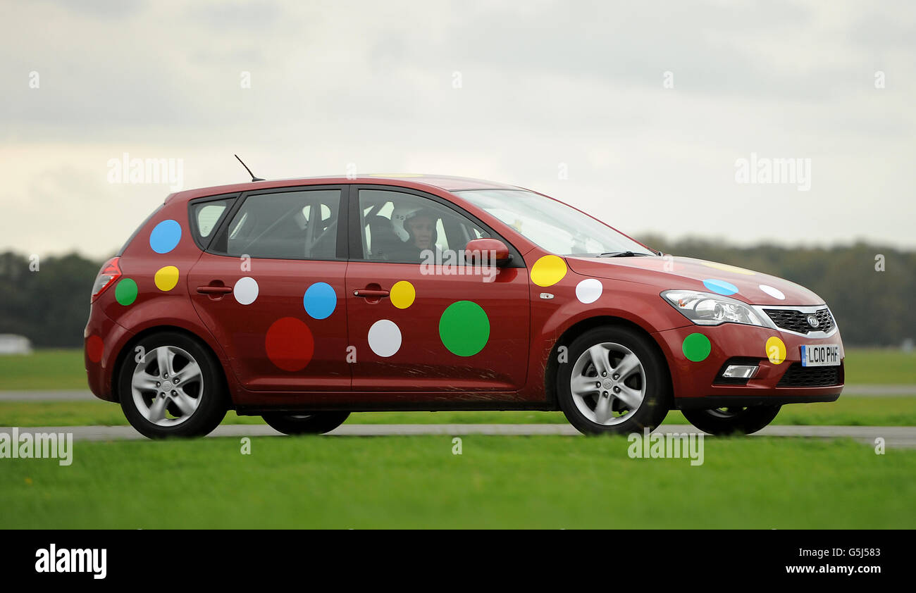 BBC Newsreader Sophie Raworth takes to the track during a BBC Children in Need edition of Top Gear's 'Star in a reasonably priced car'. Stock Photo