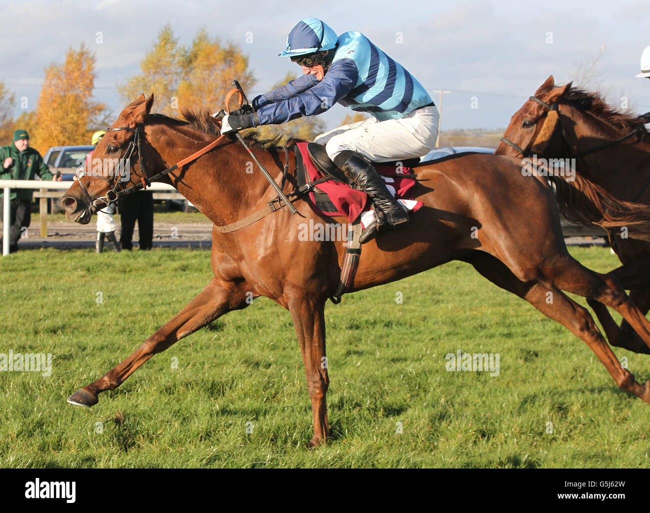 Kauto Stone ridden by Daryl Jacob goes on to win The JNwine.com Champion Steeplechase at Down Royal raacecourse in Lisburn. Picture date:Saturday November 3 2012. See Photo credit should read: Niall carson/PA Wire Stock Photo