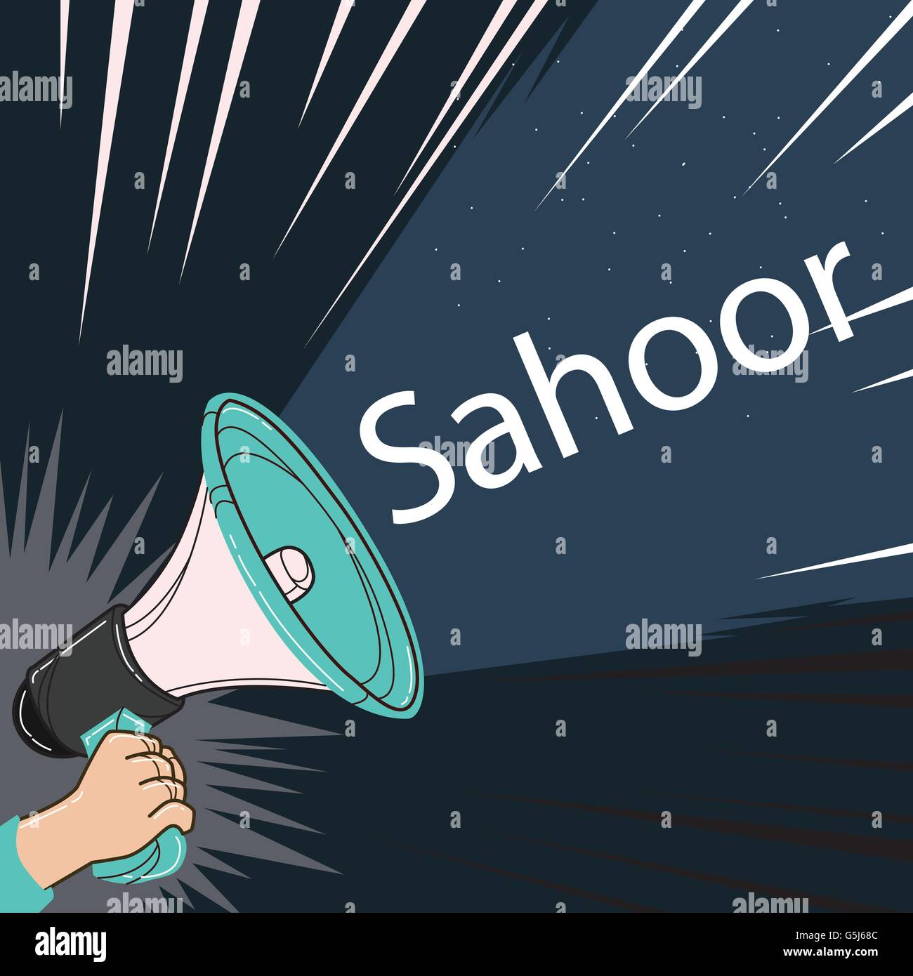 megaphone speaker alert for sahoor or sahur sketch drawing Stock Vector