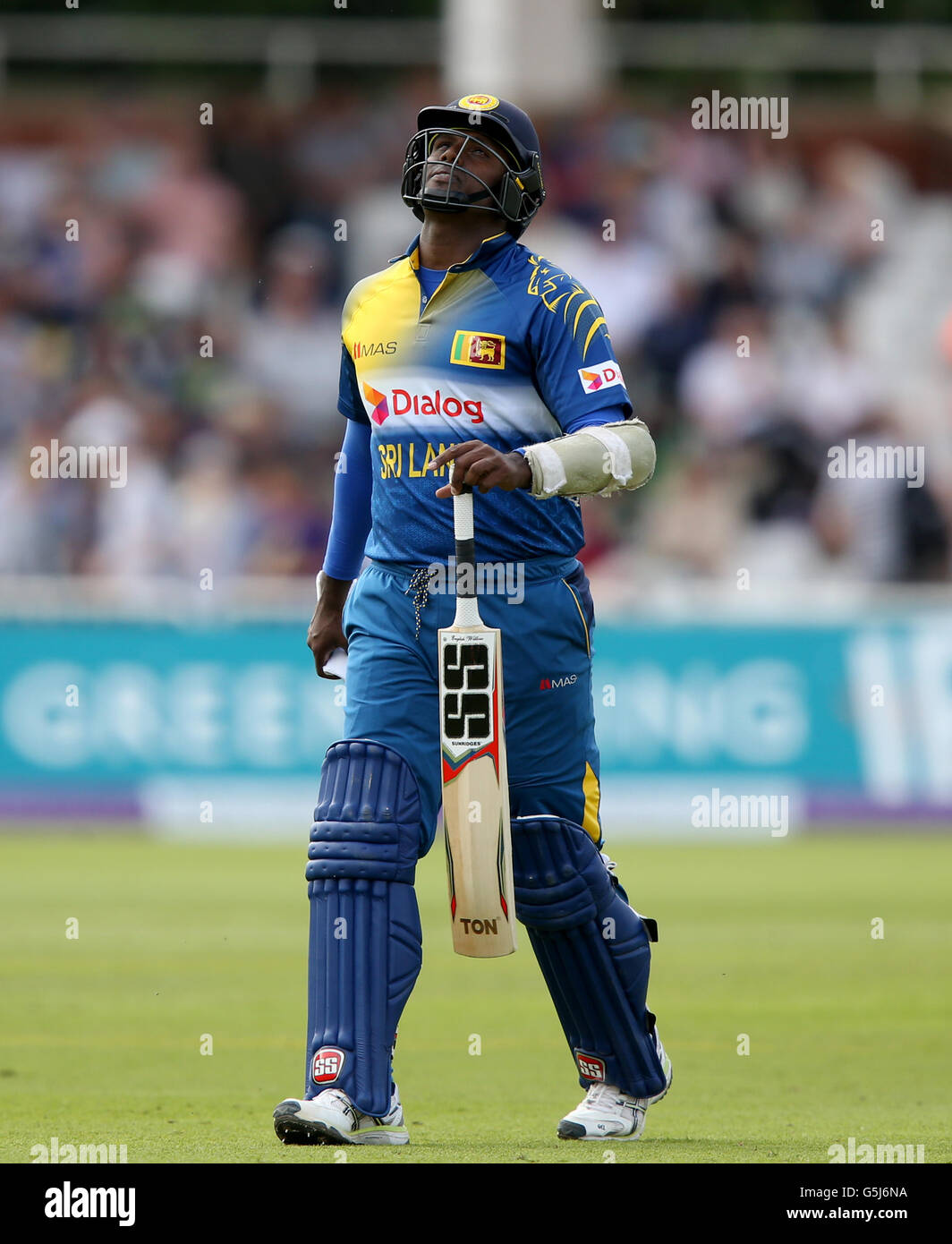 Sri Lanka's Angelo Mathews walks off after being dismissed during the First One Day International at Trent Bridge, Nottingham. Stock Photo