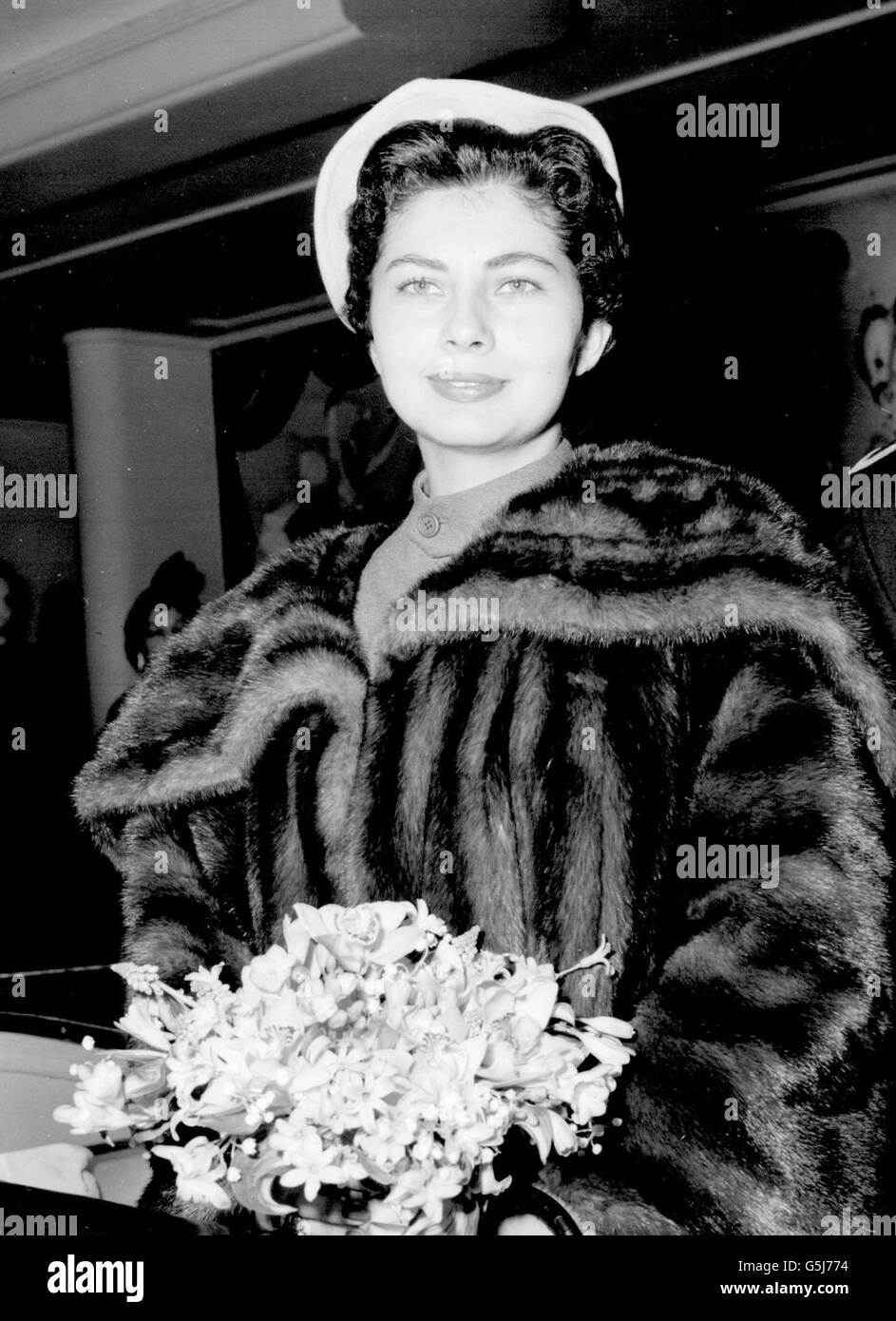 Queen Soraya, the wife of the Shah of Persia, on her arrival at