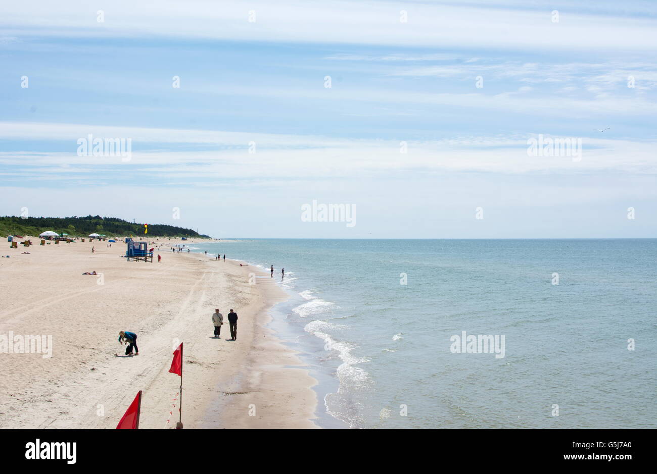 PALANGA LITHUANIA - JUNE 13: View at the Palanga sandy beach. Palanga is the most popular summer resort in Lithuania Stock Photo
