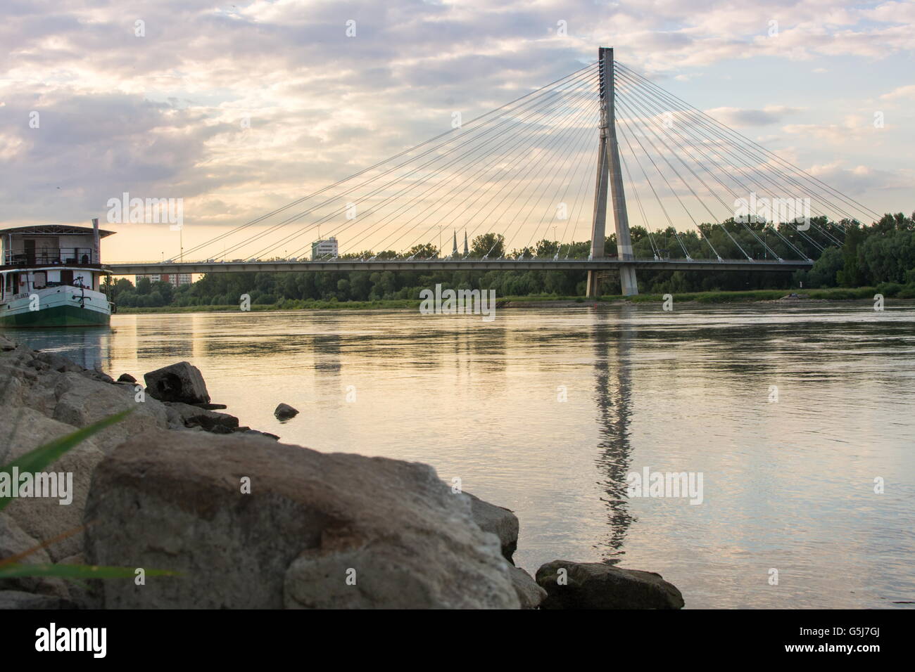 Holy Cross Bridge over Vistula river in Warsaw Poland, Eurpoe Stock Photo
