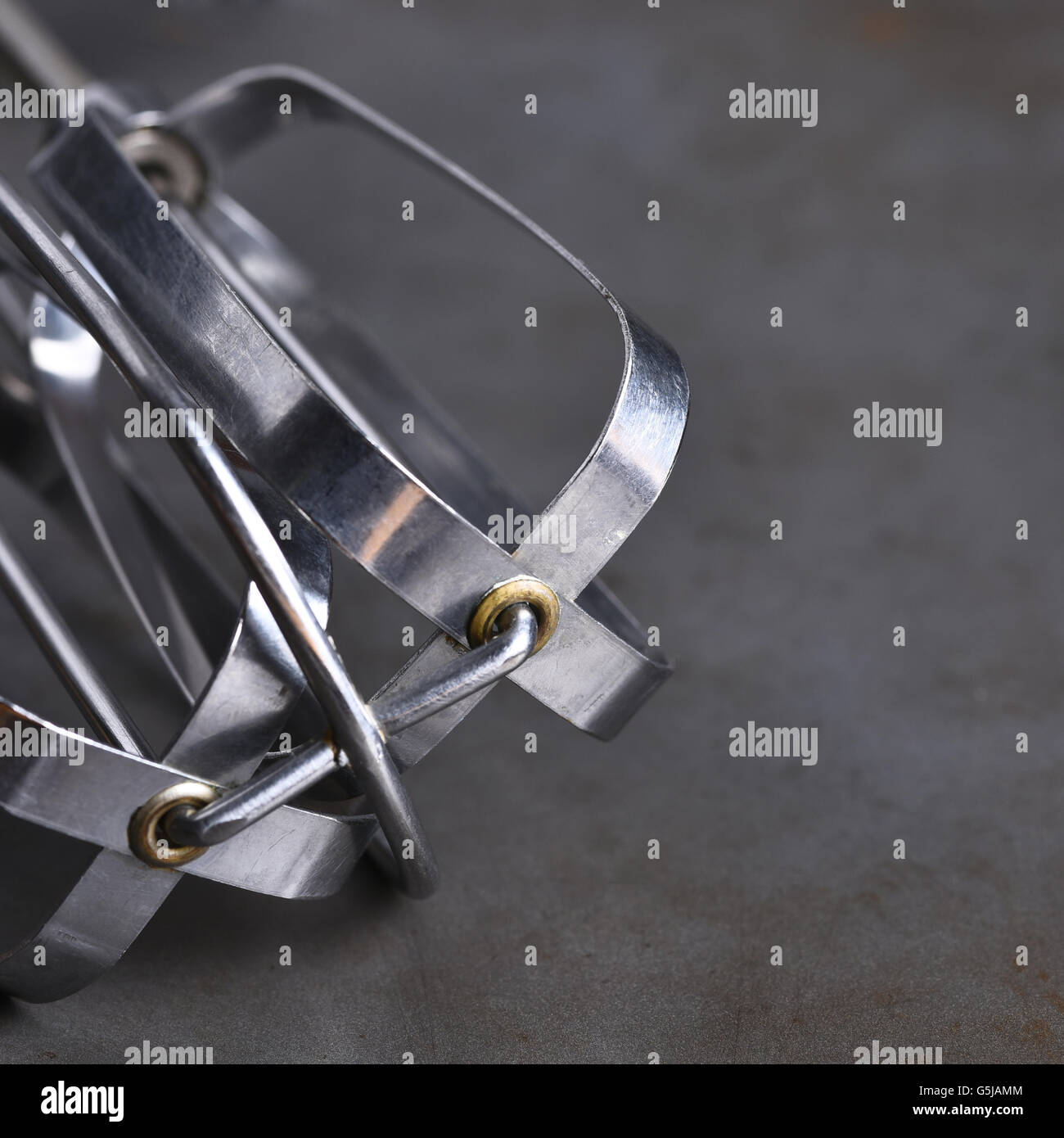 Closeup of the blades of an old hand mixer. Stock Photo