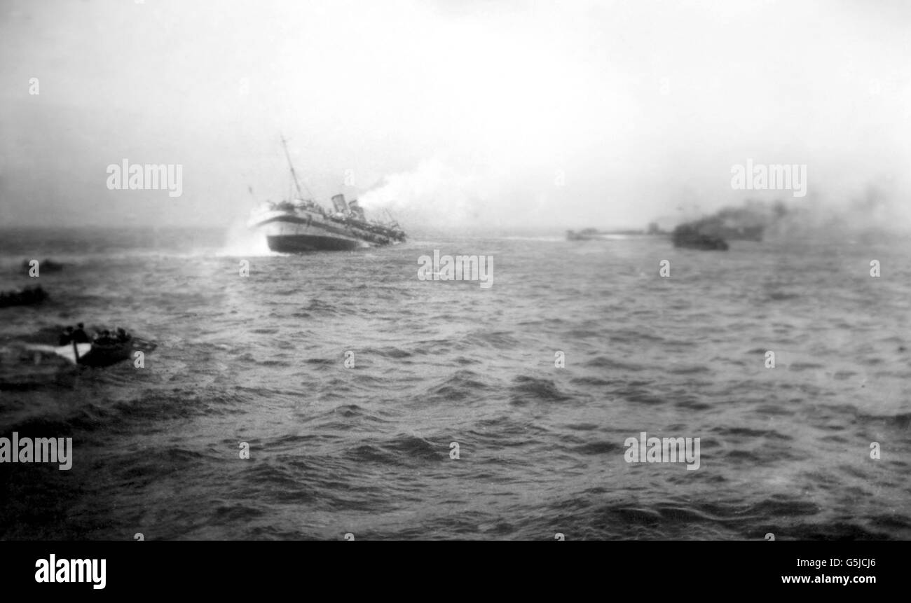 The sinking of the 'Anglia' in 1917. Stock Photo
