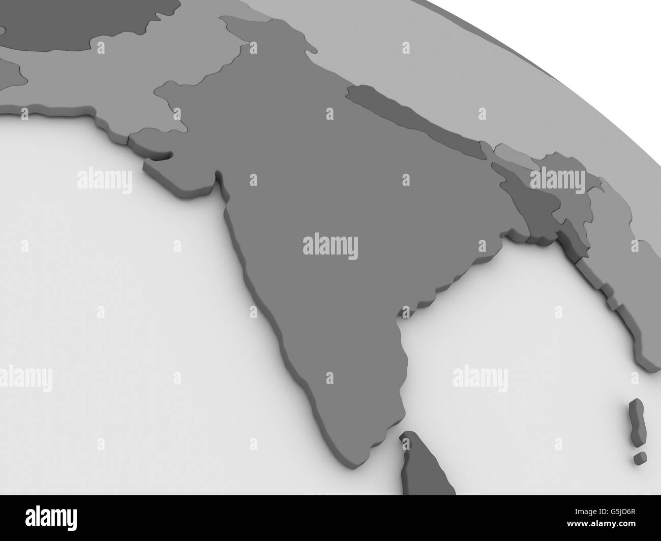 Map of India on grey model of Earth. 3D illustration Stock Photo