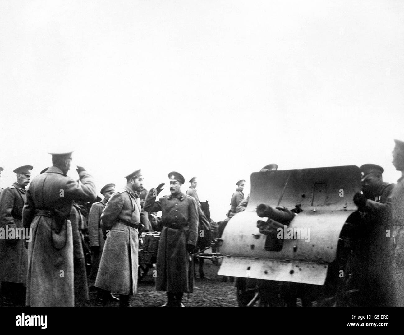 World War One - Tsar inspecting artillery Stock Photo