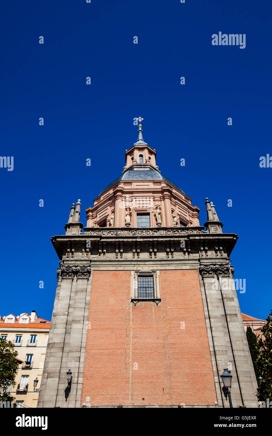 Main tower of the Iglesia de San Andres. Stock Photo