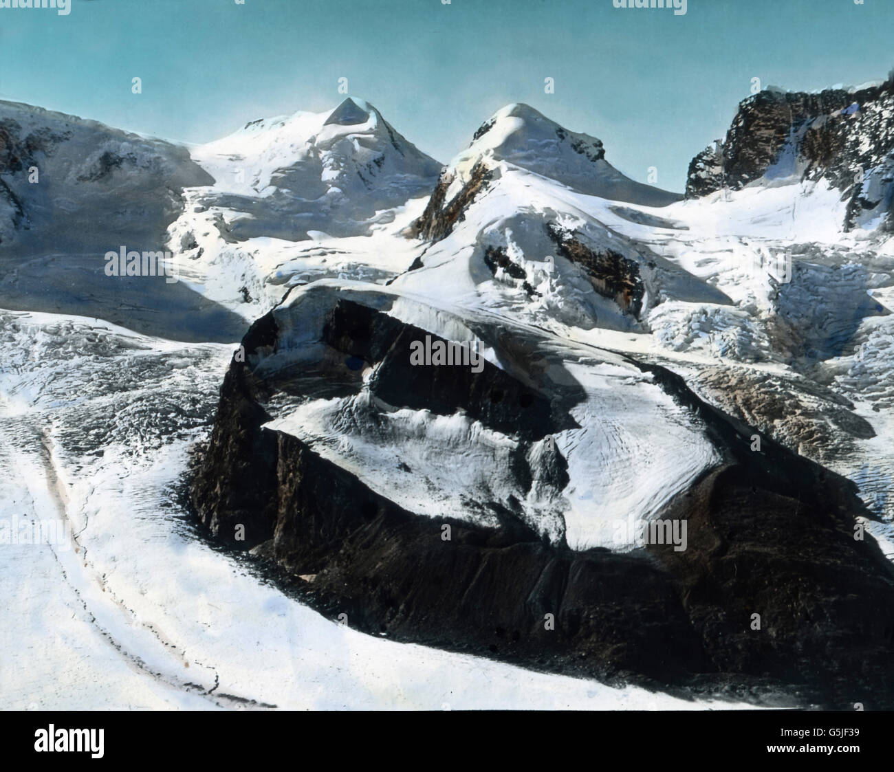 Die "Zwillinge" genannten beiden Hochgipfel Castor und Pollux in den