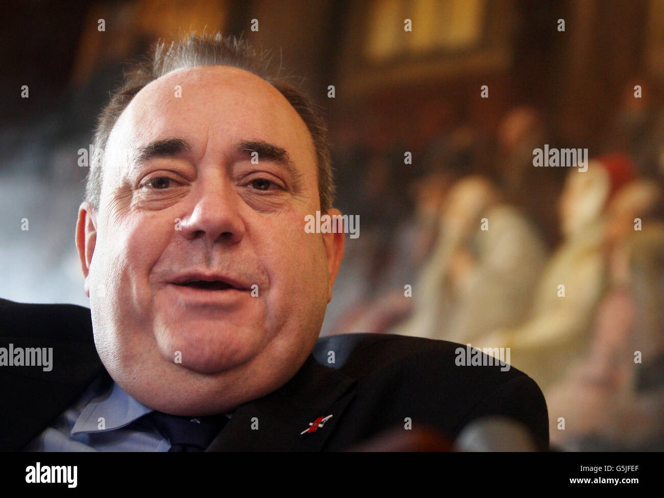 Scottish First Minster Alex Salmond speaks at a church of Scotland conference in Edinburgh on the 2,002 day since he took office. Salmond has become Scotlands longest-serving First Minister. Stock Photo