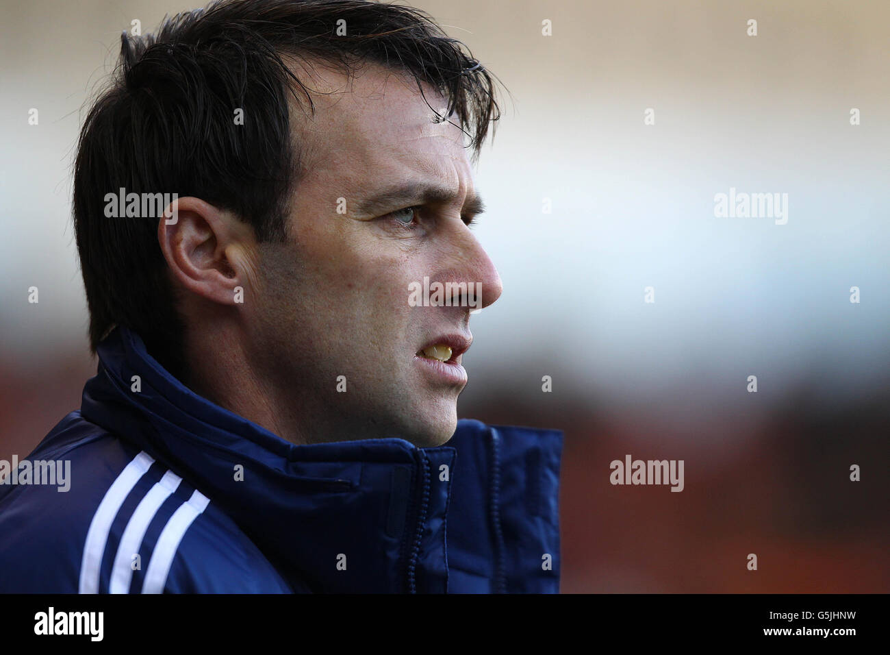 Bolton's manager Dougie Freedman during the npower Football League Championship match at Bloomfield Road, Blackpool. Stock Photo