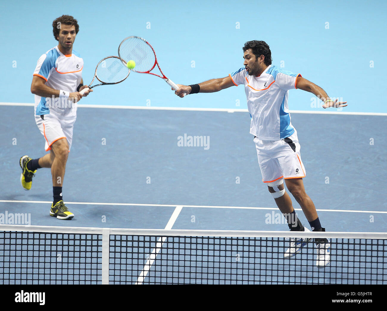 Aisam-Ul-Haq Qureshi and Jean-Julien against Rojer Marcel Granollers and  Marc Lopez during the Barclays ATP World Tour Finals at the O2 Arena, London  Stock Photo - Alamy