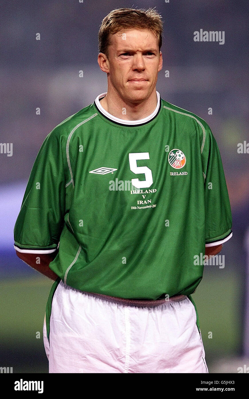 Republic of Ireland Steve Staunton in the line up in the game between