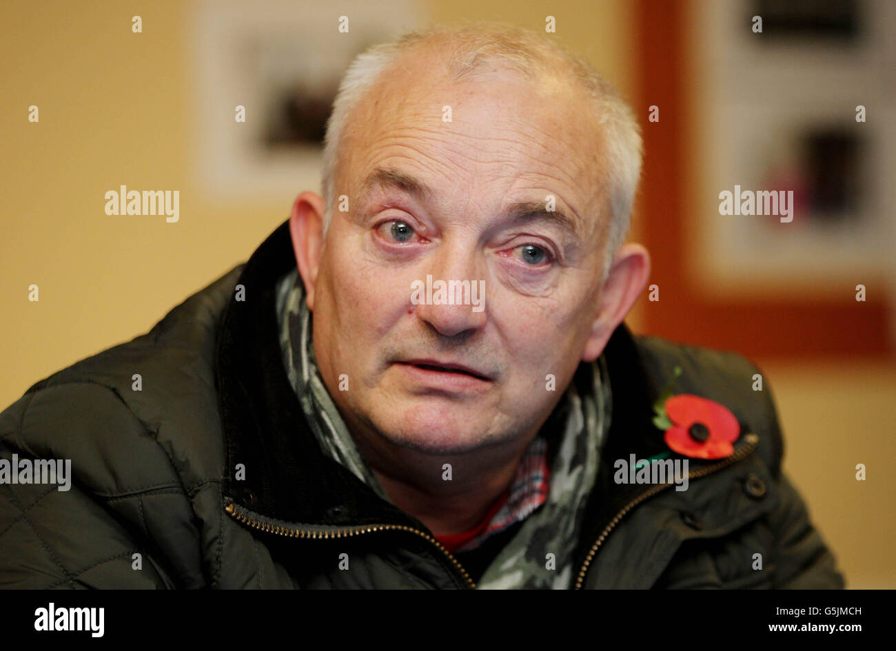 Former soldier Brian Johnson, one of the survivors of the 1987 Remembrance Day bombing, in the Ely Centre, Enniskillen, as the 25th anniversary of the IRA atrocity approaches, with police launching a new investigation into the bombing at Enniskillen, it was revealed today. Stock Photo