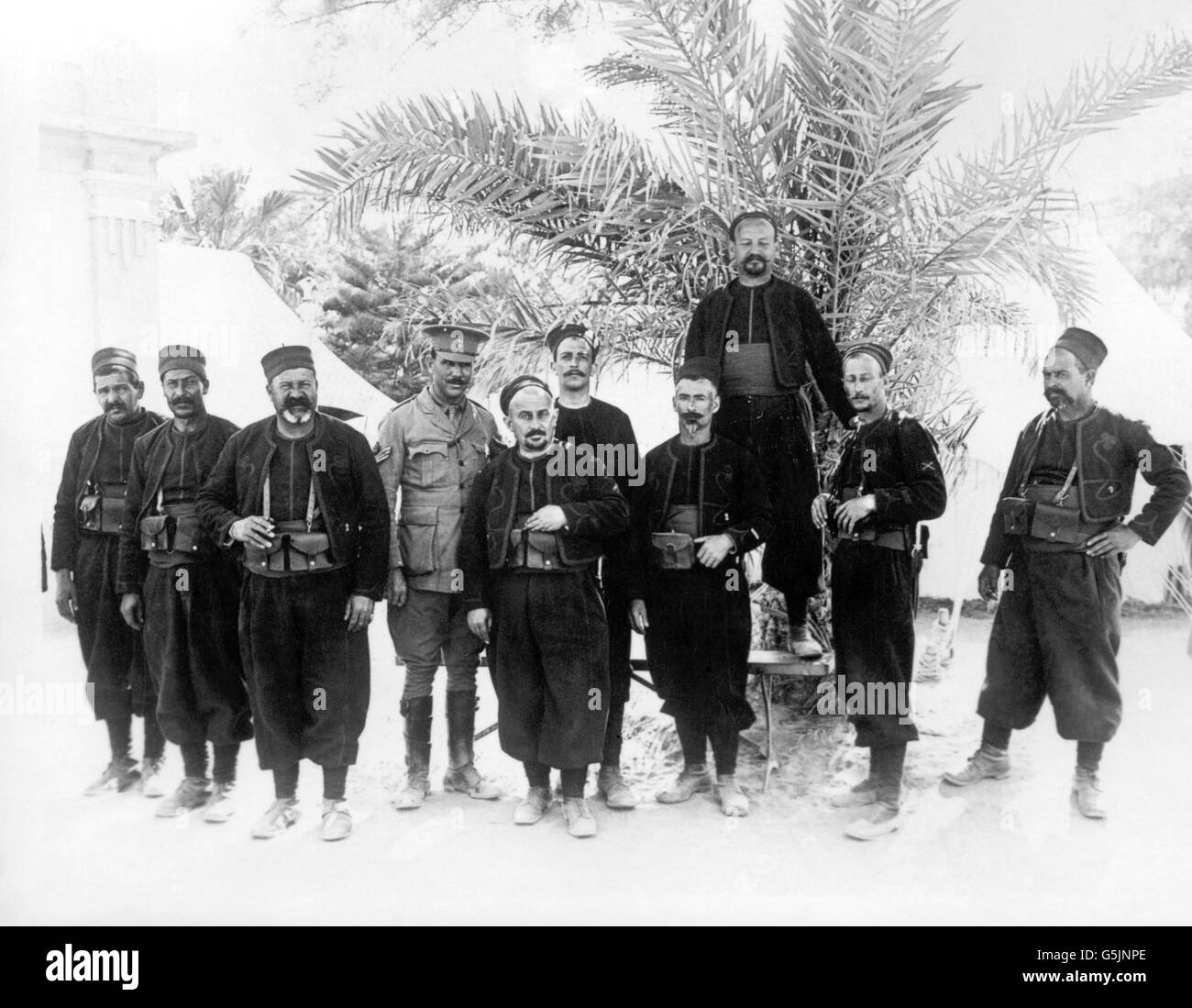 French Zouaves on guard at an Indian General Hospital in Alexandria. Stock Photo