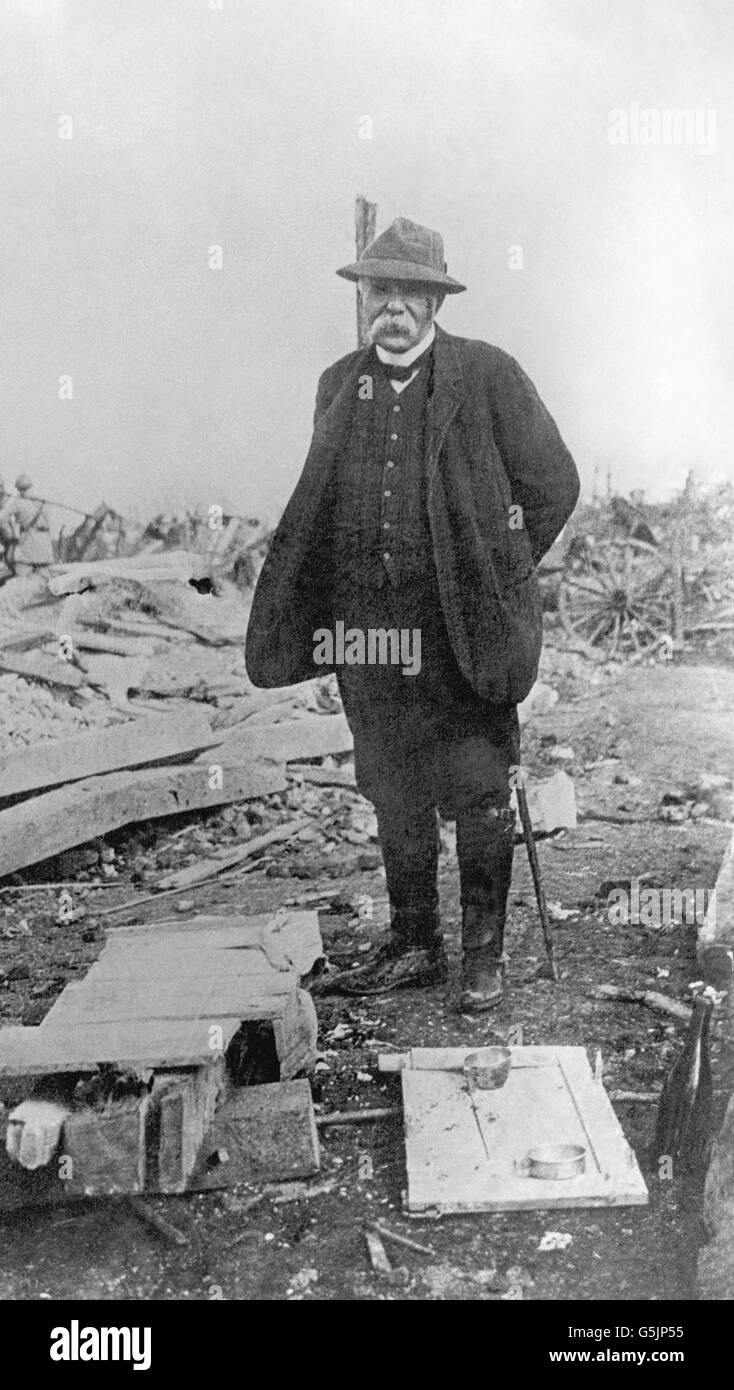 World War One - M Clemenceau - Maurepas - France. M Clemenceau at Maurepas in France. Stock Photo
