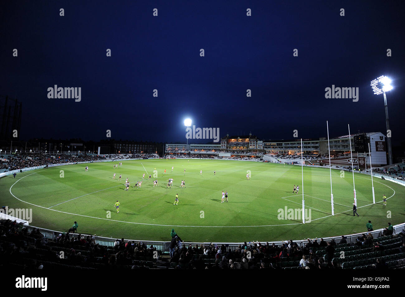 General view of match action at the kia oval hires stock photography