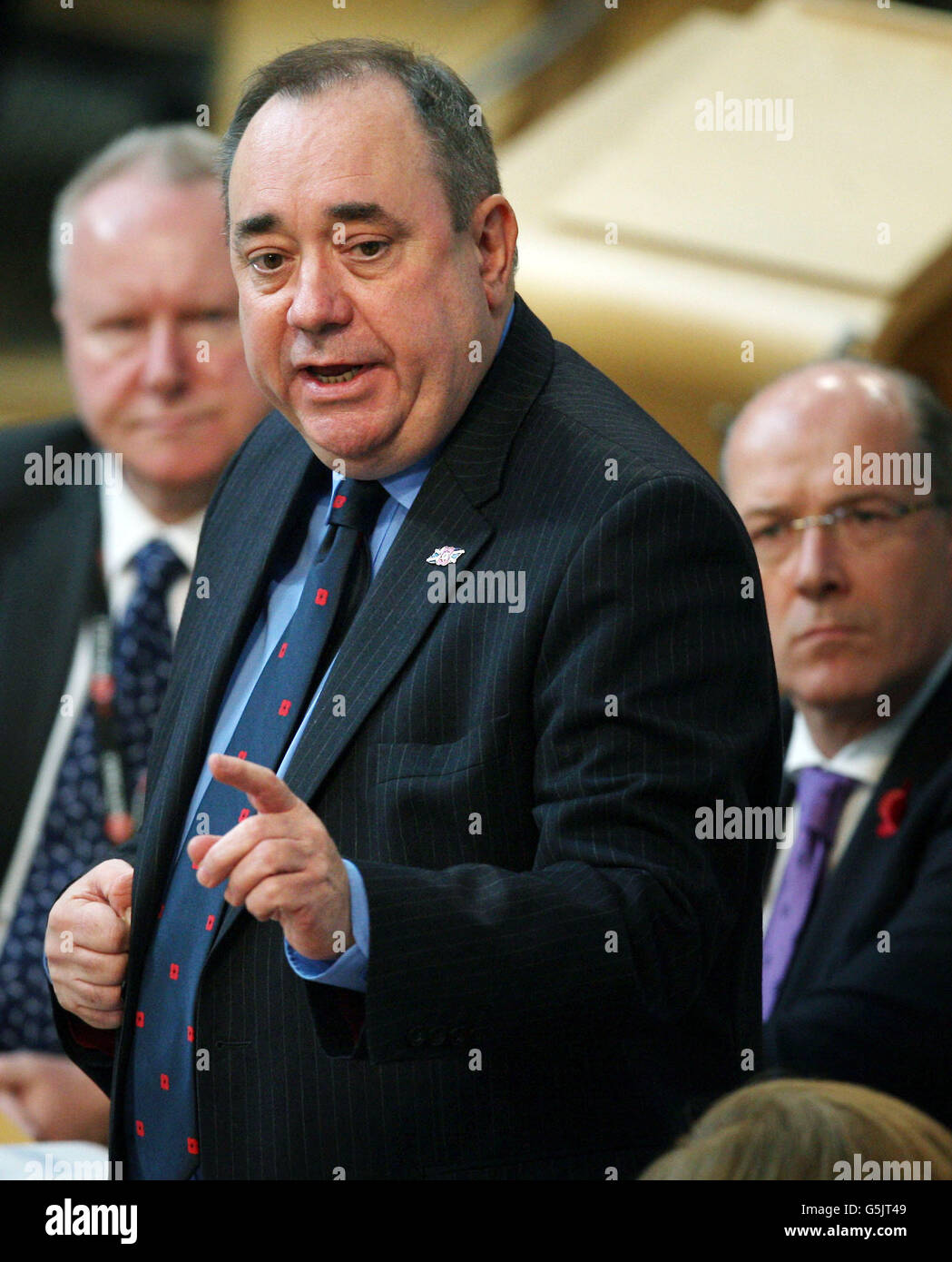 Scottish First Minister Alex Salmond during First Minister's Questions at the Scottish Parliament in Edinburgh. Stock Photo