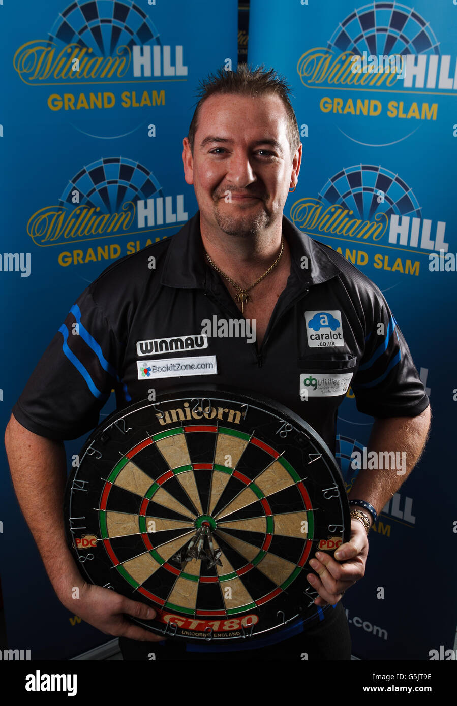 Darts - Grand Slam of Darts Promotion Event - Wolverhampton. Dean Winstanley pictured at the William Hill shop in Wolverhampton Stock Photo