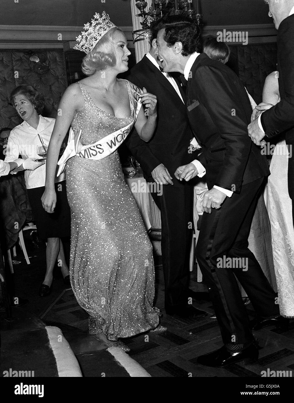 1965: The new Miss World, Britain's Lesley Langley, takes to the floor with dancer Lionel Blair after she had won the title at the Lyceum in London. Stock Photo