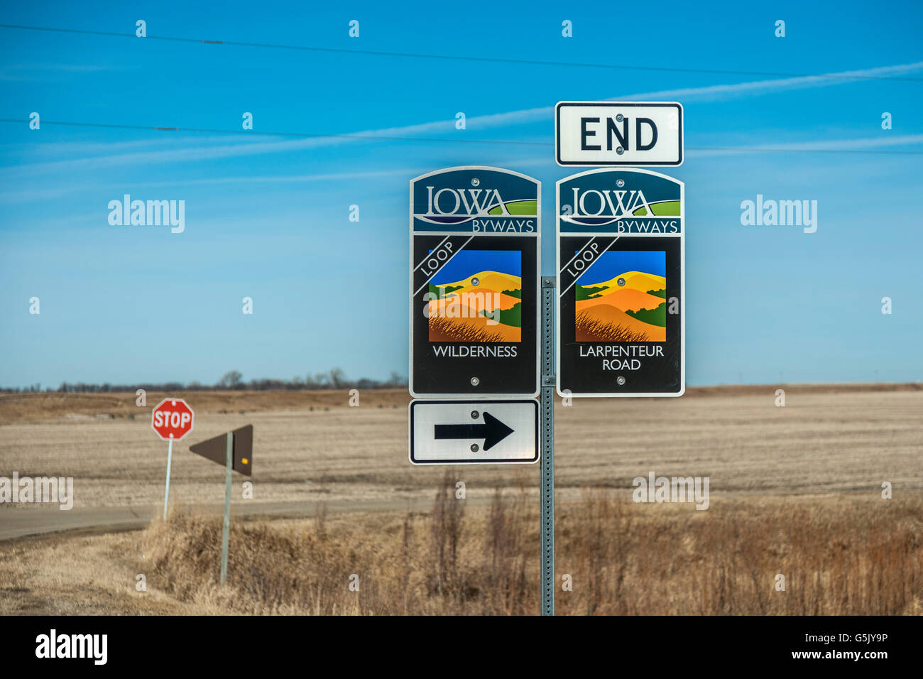 Junction of the Iowa Byways Wilderness Loop and Larpenteur Road Loop in
