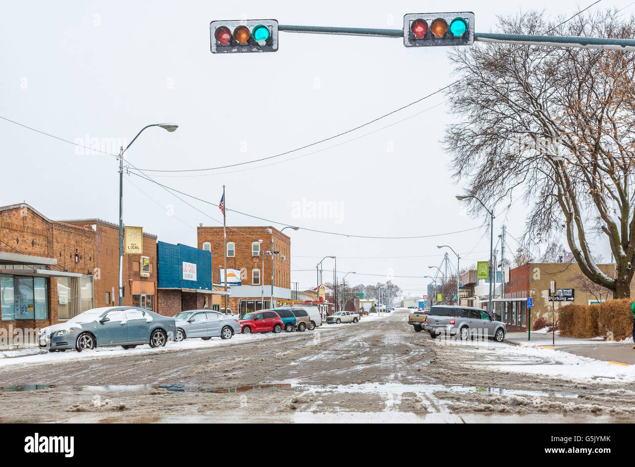 Nebraska downtown main street winter hires stock photography and