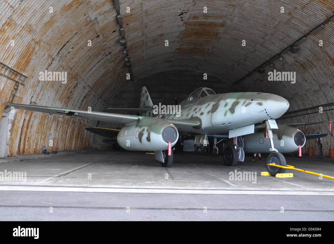 Historic military aircraft, Messerschmitt, Me 262 , airports, Pardubice, show, 2016 Stock Photo