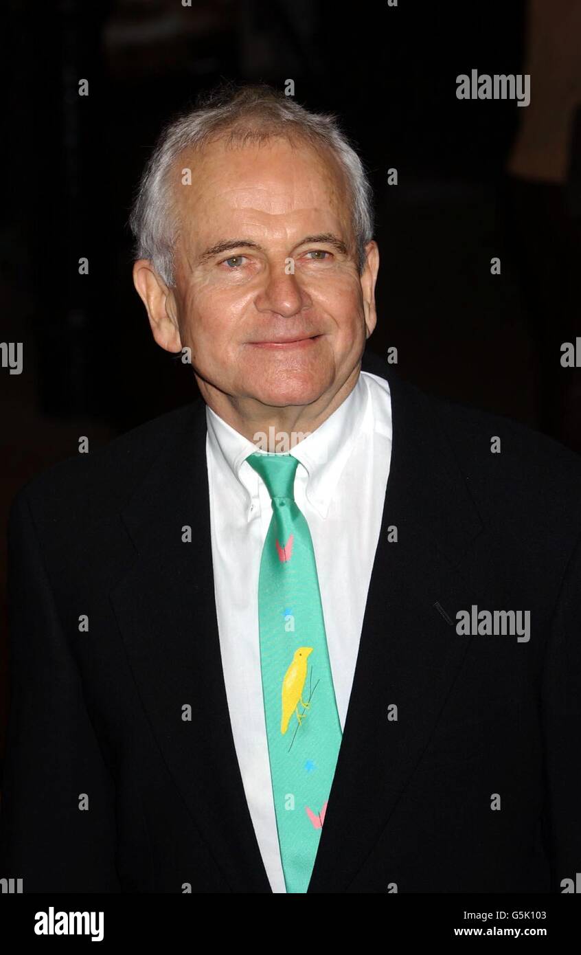 Ian Holm who plays Bilbo, arriving at the Odeon Leicester Square in London, for the world premiere of Lord of the Rings: The Fellowship of the Ring. Stock Photo