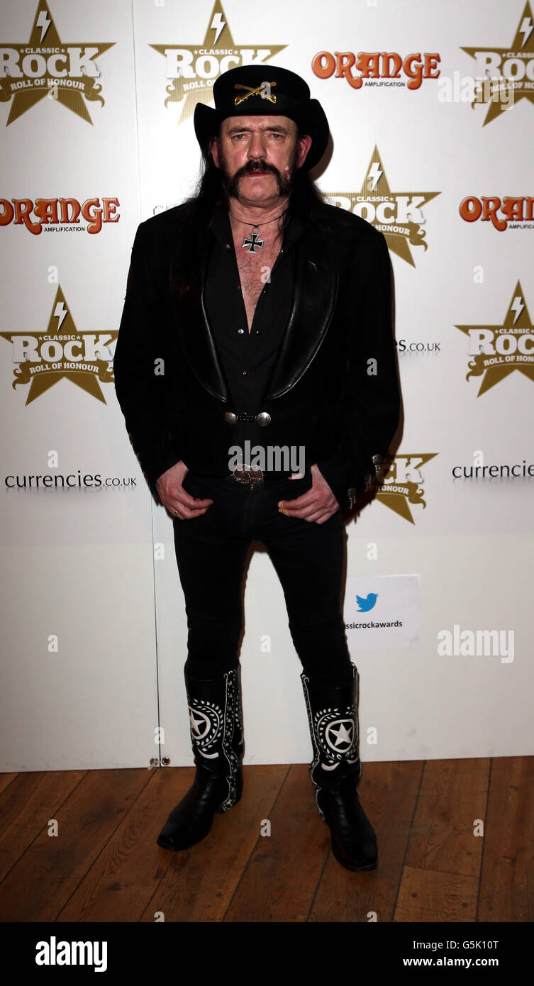 Lemmy Kilmister from Motorhead at the Classic Rock Roll of Honour at The Roundhouse, Camden. Stock Photo