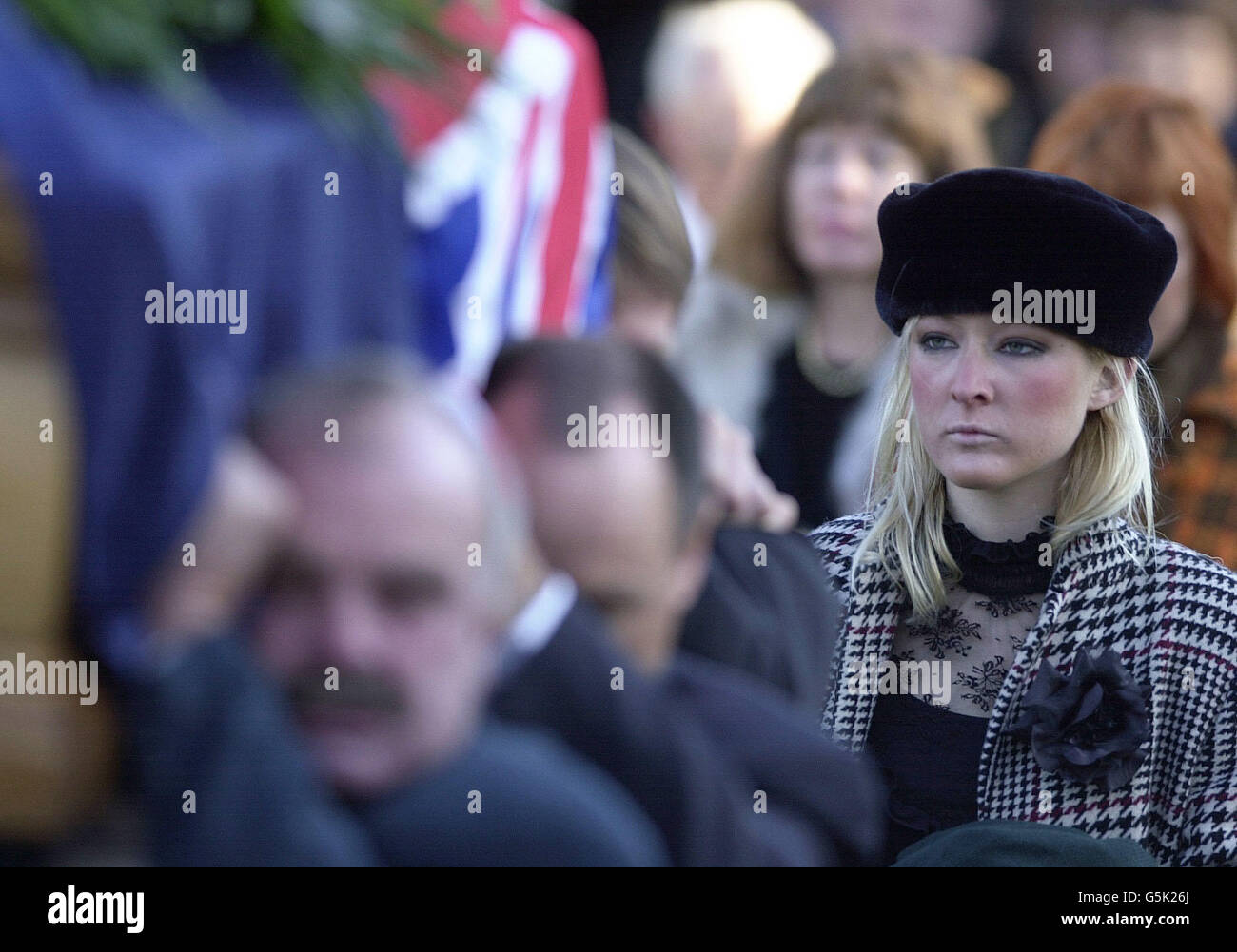 Sarah Jane Blake watches as the coffin of her father, yachtsman Sir Peter Blake, is carried from St. Thomas-A-Becket parish church in Warblington, Hampshire. * The New Zealand born double Americas Cup winner Sir Peter, 53, was shot dead by masked raiders on the schooner Seamaster while it was anchored at Macapa in Brazil. Stock Photo