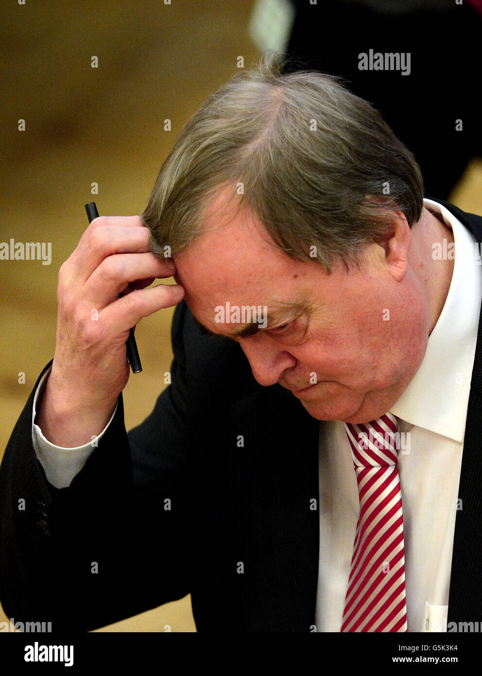 Lord Prescott reacts as during the vote count for the Police and Crime Commissioner in the Humberside Police Area in The Bridlington Spa following polling yesterday. Stock Photo