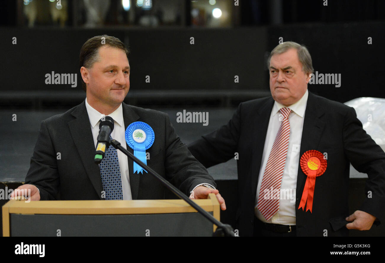 Lord Prescott (right) stands next to the winning candidate Matthew