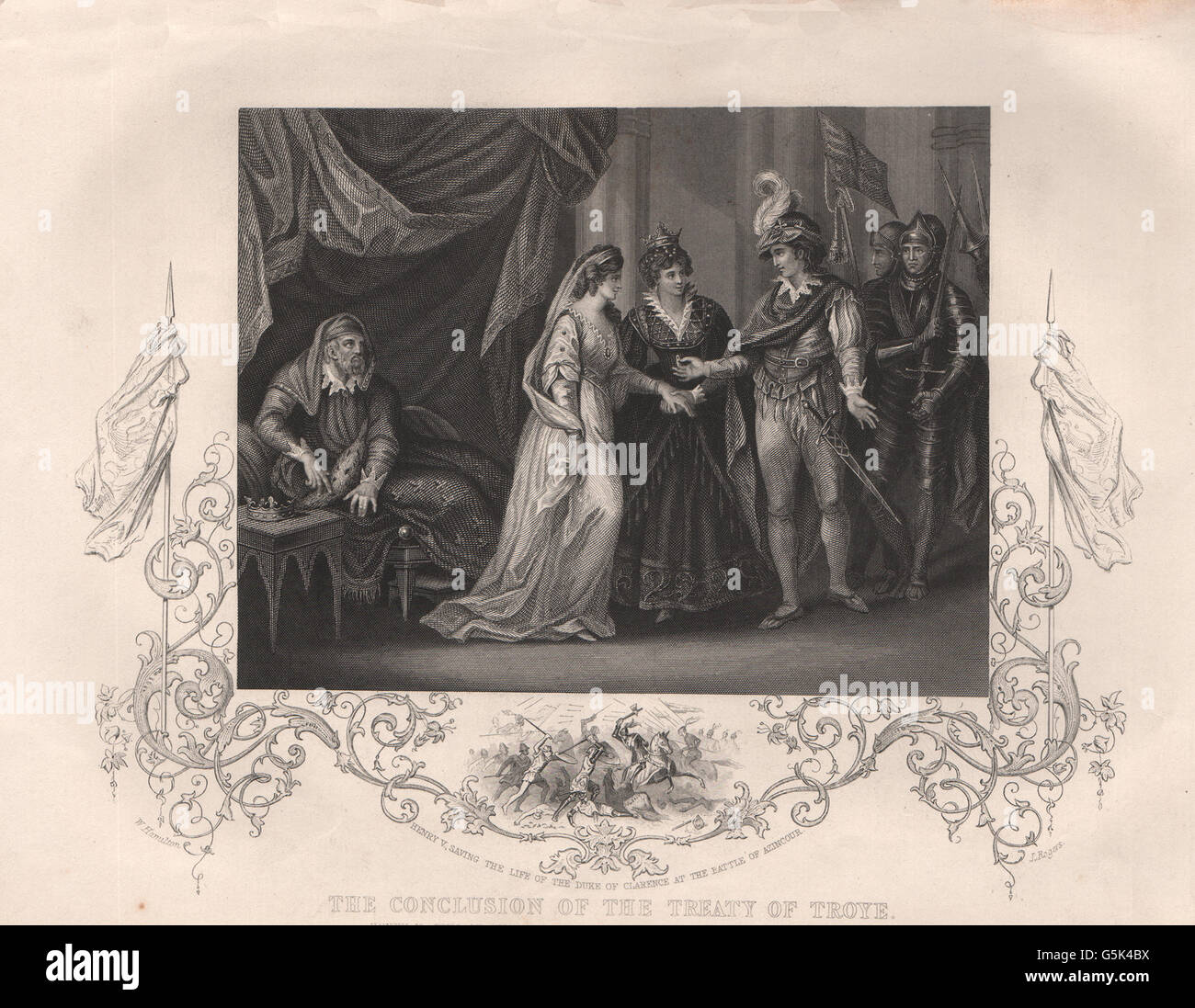 TREATY OF TROYES 1420: King Henry V of England marries Princess Catherine, 1853 Stock Photo