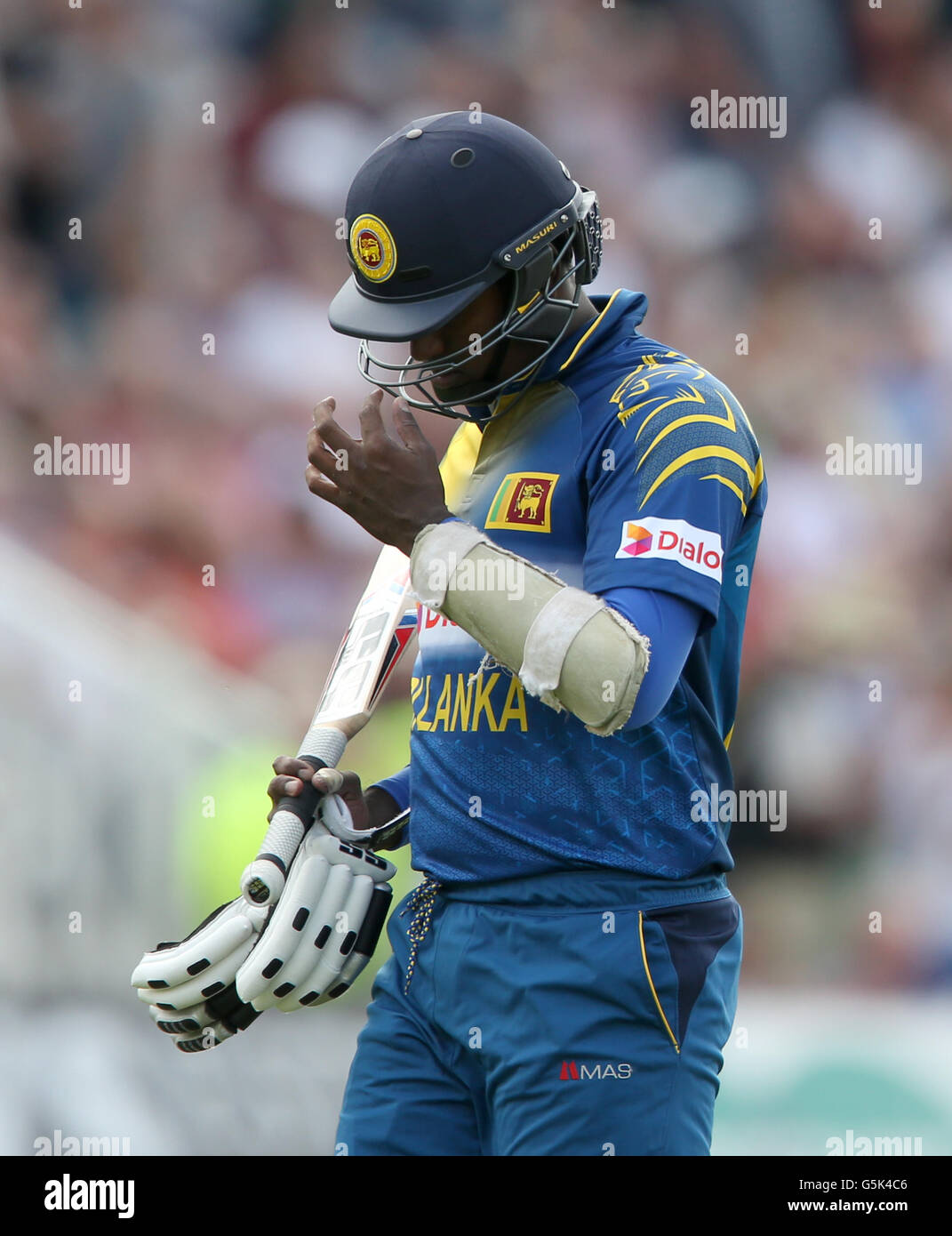 Sri Lanka's Angelo Mathews walks off after being dismissed during the First One Day International at Trent Bridge, Nottingham. Stock Photo