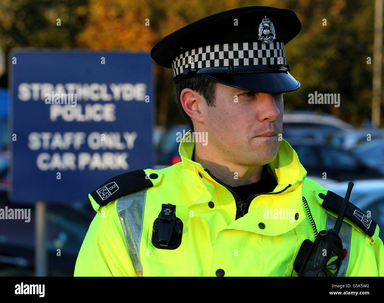 A police officer stands at the entrance to Baird Street Police Station