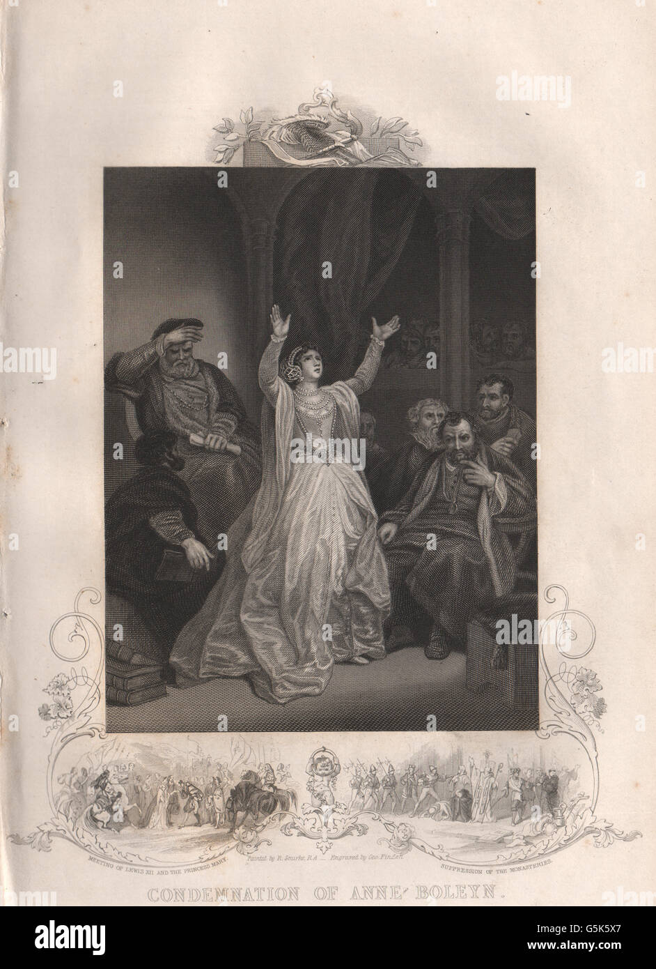 ANNE BOLEYN'S CONDEMNATION: Inset. Lewis XII Princess Mary. TALLIS, print 1853 Stock Photo