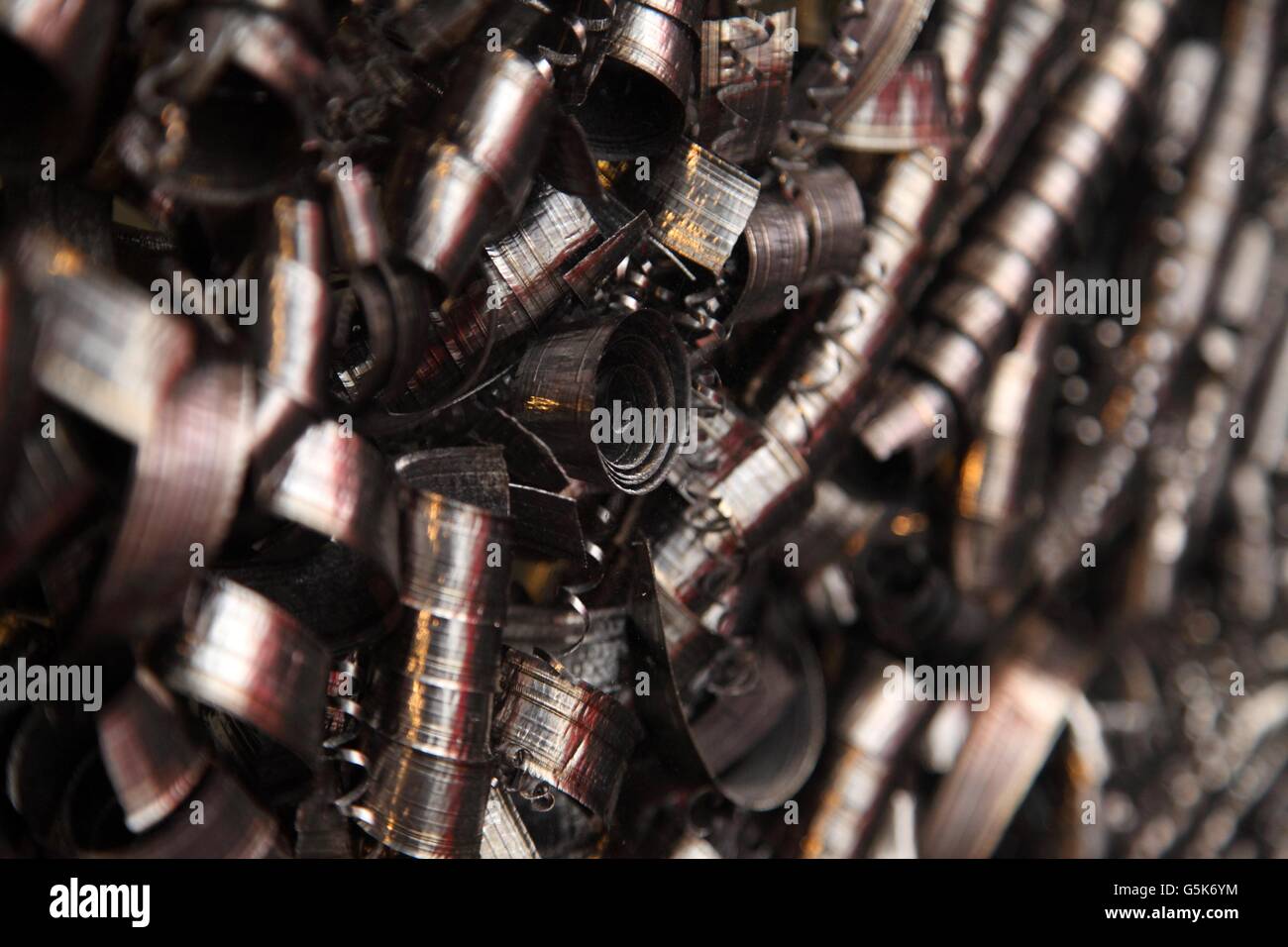 Metal swarf in tight coils Stock Photo