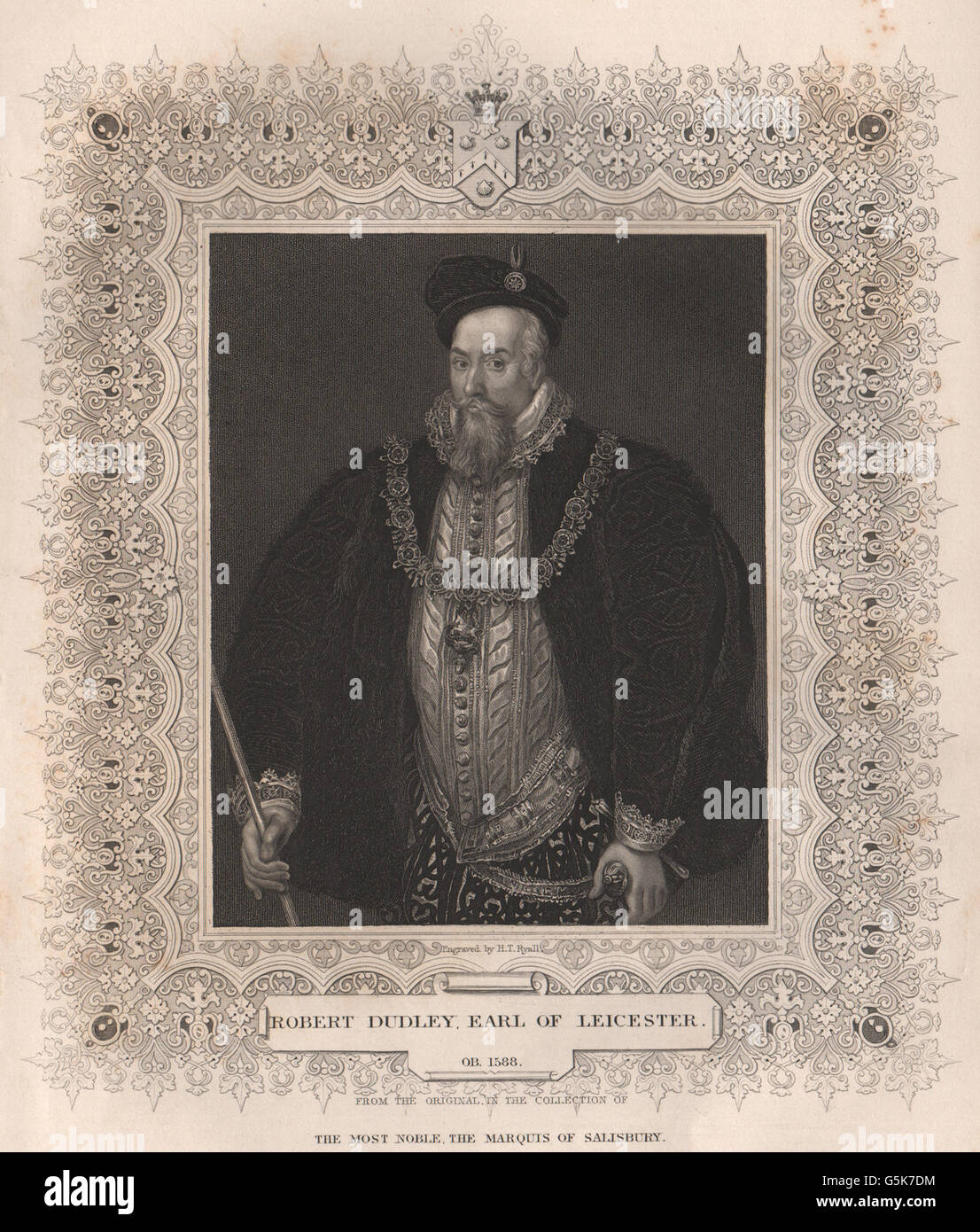 BRITISH HISTORY: Robert Dudley, Earl Of Leicester. TALLIS, antique print 1853 Stock Photo