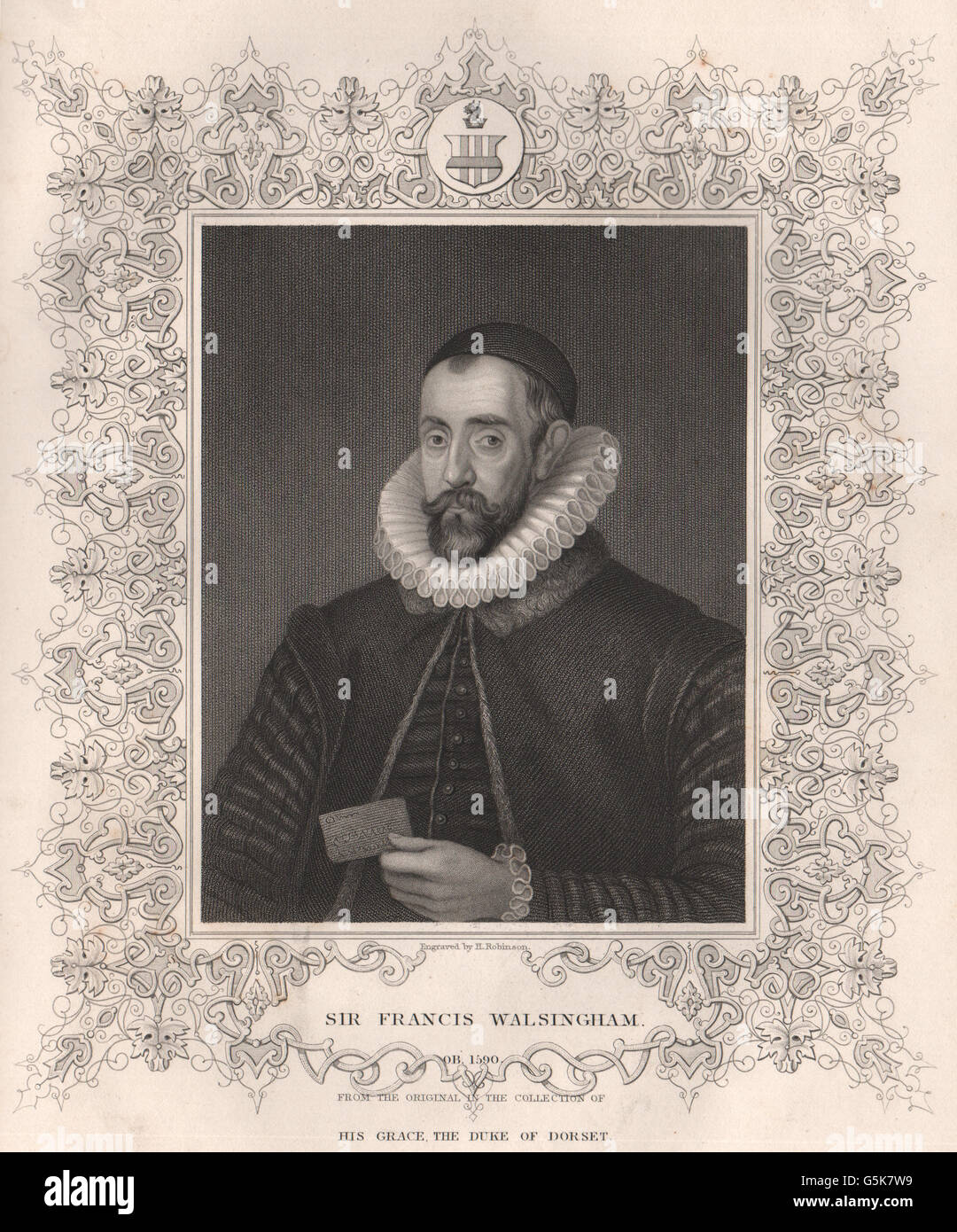 BRITISH HISTORY: Sir Francis Walsingham. TALLIS, antique print 1853 Stock Photo