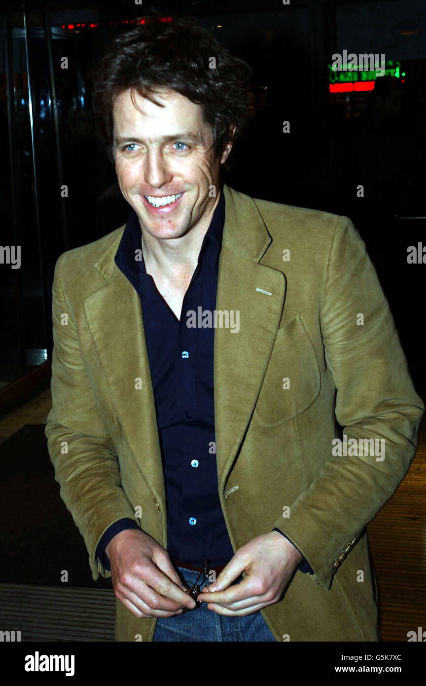 Hugh Grant arriving at the Oscar Moore Foundation Annual Film Quiz at Sound in London, where the Oscar Moore Screenwriting Prize will be presented, this year's genre is Thriller. omsa Stock Photo