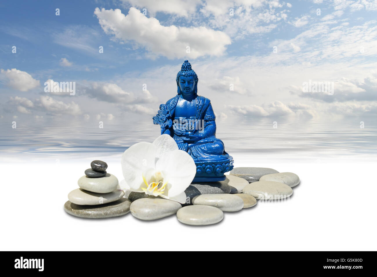 FengShui backgroundBlue Medicine Buddha Bhaisajyaguru,zen stone,white